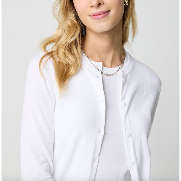 J.Crew Classic Cotton Cardigan Sweater Preppy Minimalist Crewneck White XL NWT - Picture 3 of 11